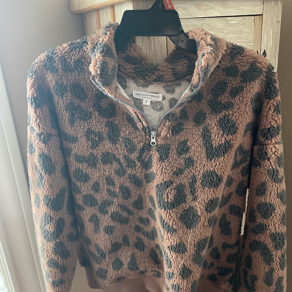 Leopard Print Fleece Pullover